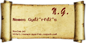 Nemes Gyárfás névjegykártya